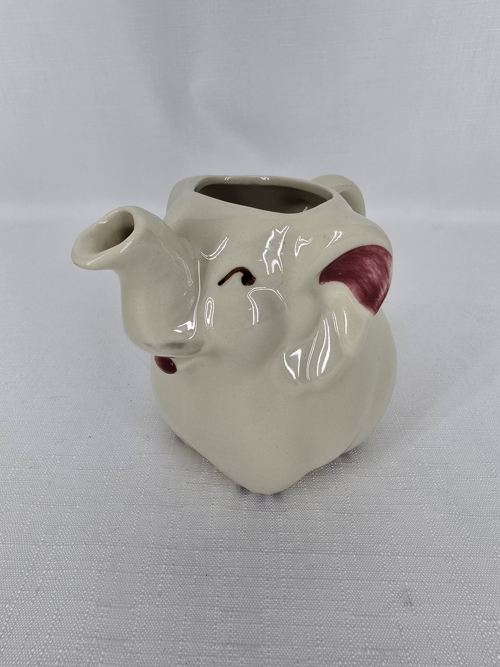 Ceramic Elephant  in Cream with Pink Accents